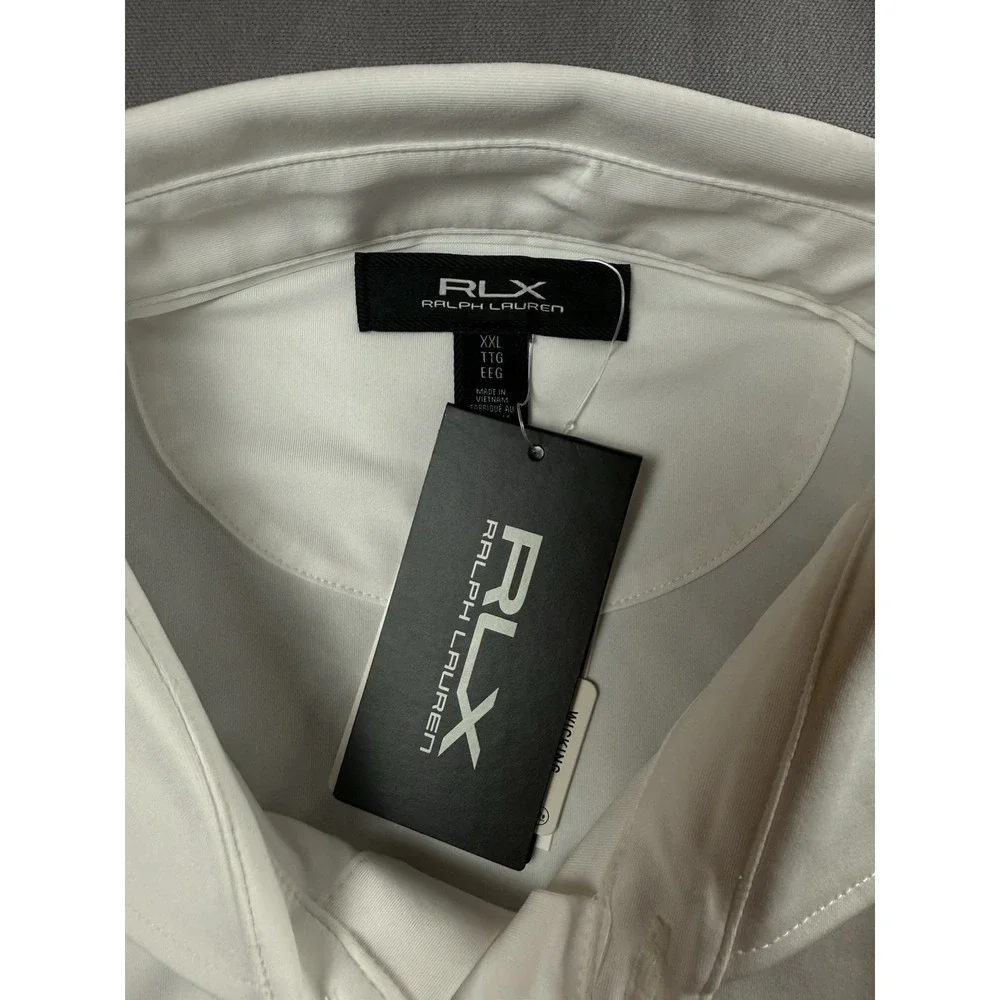 RLX RALPH LAUREN XXL White Performance Golf Polo Shirt  4-way Stretch NWT